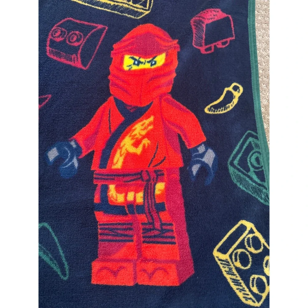 LEGO Ninjago Fleece Throw Blanket Kai Lloyd Minifigures Navy Blue 35x50 2022